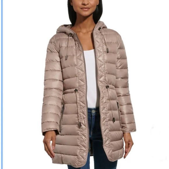 NWOT Kenneth Cole Khaki Brown Quilted Anorak Jacket - Picture 5 of 15